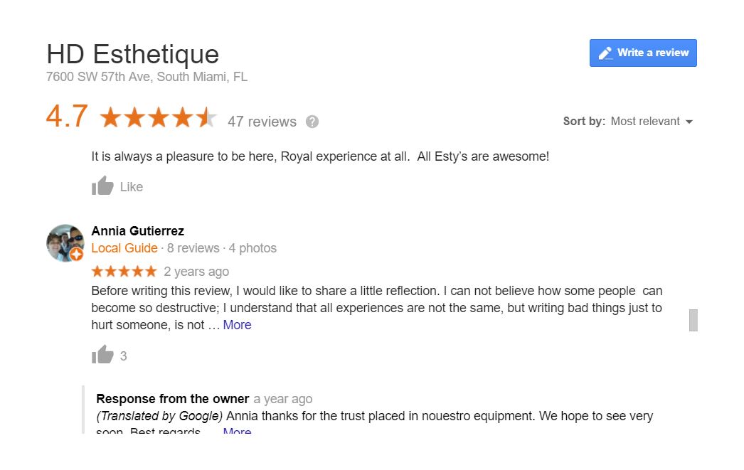 HD Esthetique Reviews